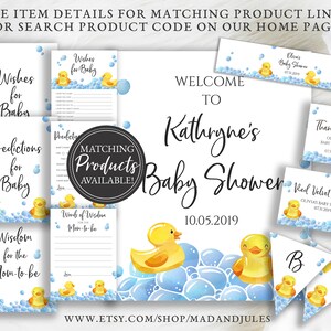 Rubber Ducky Baby Shower Cards and Gifts Table Sign Gender Neutral Blue Yellow Ducks Bubbles, Bath Instant Download Printable, BA-149 image 8