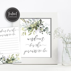Greenery Baby Shower Advice Sign & Cards (Instant Download)