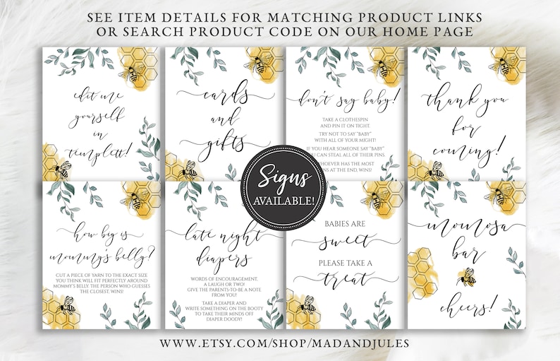 As Sweet as Can Bee Baby Shower Invitation, Bumble Bee Shower, Honey Comb, Printable Digital Download Editable Template DIY, BA-189 image 9