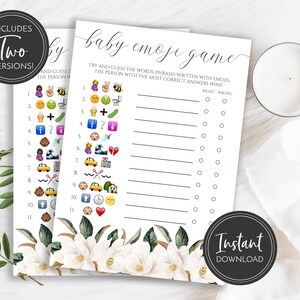 Magnolia Baby Shower Emoji Game (Instant Download)