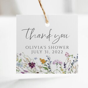 Wildflower Favor Tag Template: Editable Shower Gift Tag (Digital Download)