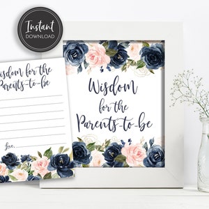 Blush e Navy Floral Wisdom per i futuri genitori, Segno e carte, Download istantaneo digitale, BA-71, 208, BA-212