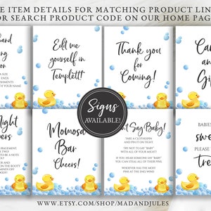 Rubber Duck Baby Shower Bundle, Invitation, Books Card, Diaper Raffle, Thank you, Yellow Gender Neutral Instant Downloads Template, BA-149 image 7