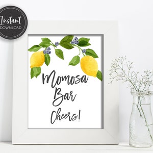 Lemon Momosa Bar Baby Shower Table Sign in 8x10, Digital Instant Download, DIY Printable, BA-176