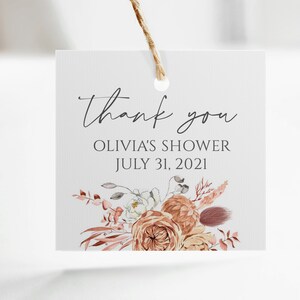 Boho Floral Favor Tag Template, Shower Gift Tag (Digital Instant Download)