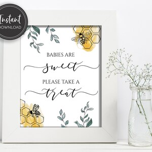 Bee Babies are Sweet, Please Take a Treat Sign, Bee Favor Sign, Bee Treat Sign, Baby Shower Table Sign, 8x10, Instant Download, BA-189
