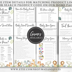 Jungle Safari Animals Baby Shower Due Date Calendar Template, Guess Baby's Birthday, 8x10 and 16x20, Digital Download Editable, BA-BA-85 image 8