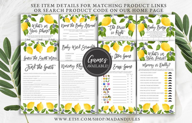 Main Squeeze Lemon Baby Shower Game Name the Baby Animal Etsy