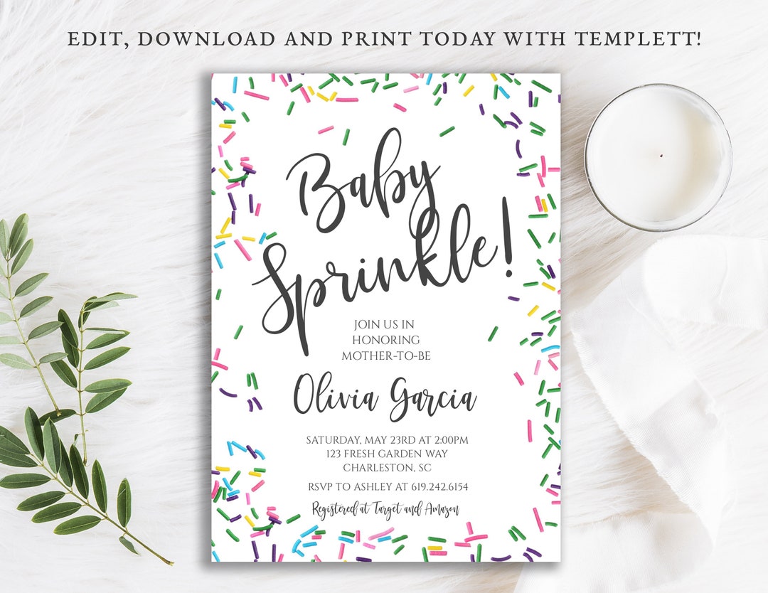 Baby Sprinkle Invitation: Gender Neutral Sprinkles (digital Download) - Etsy, image size:1080x834