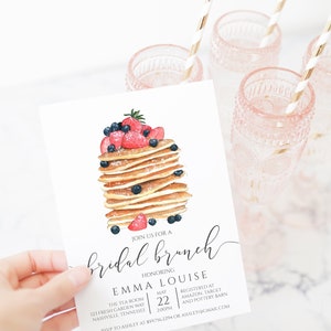 Pancake Bridal Brunch Invitation, Wedding Brunch Invite, Digital Instant Download Template, BR-224