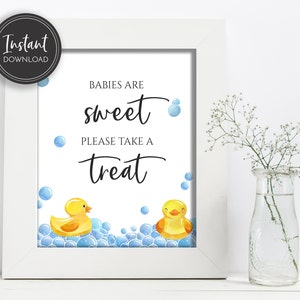 Rubber Ducky Baby Shower Sign: Blue Yellow Treat Table (Printable Digital Download)
