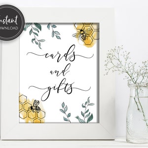 Bee Cards and Gifts Sign, Baby Shower Table Sign, Bridal Shower Table Sign, 8x10, Instant Download, BA-189, BR-52, BR-162