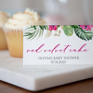 Tropical Table Tent Place Cards Template: Baby Shower, Bridal Shower (Digital Download)