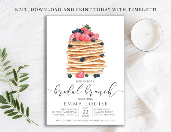 Pancake Bridal Brunch Invitation Wedding Brunch Invite