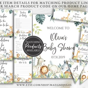 Jungle Safari Animals Baby Shower Due Date Calendar Template, Guess Baby's Birthday, 8x10 and 16x20, Digital Download Editable, BA-BA-85 image 9