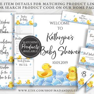 Rubber Duck Baby Shower Bundle, Invitation, Books Card, Diaper Raffle, Thank you, Yellow Gender Neutral Instant Downloads Template, BA-149 image 8