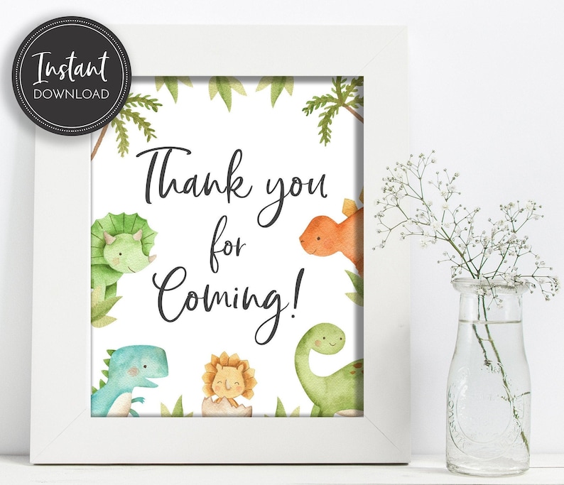 thank you for coming to my party dinosaur stickers