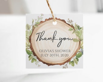 Rustic Woodland Favor Tag Template: Shower Gift Tag (Printable)