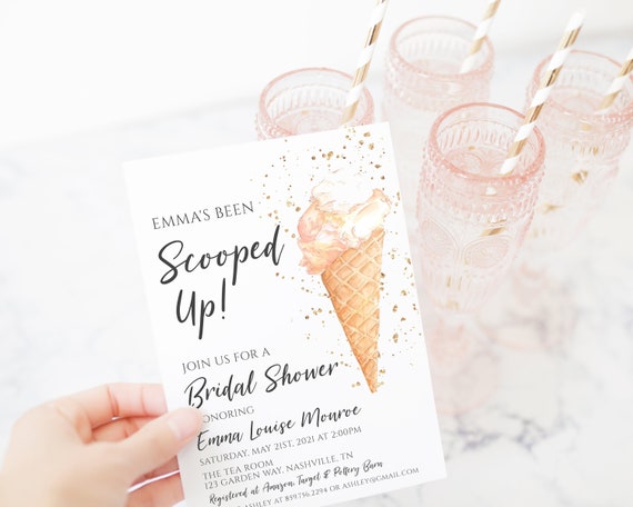 Scooped Up Bridal Shower Invitation, Ice Cream Bridal Shower Invite, Wedding Shower Invite, Digital Instant Download Template, BR-236 Il_570xn