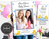 Rubber Ducky Baby Shower Edit Yourself Photo Booth Frame Prop Card Blue Yellow Ducks Bubbles Bath Digital Editable Template, BA-149 Il_170x135