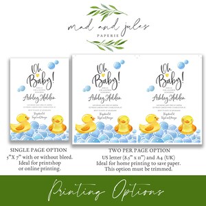 Rubber Duck Baby Shower Bundle, Invitation, Books Card, Diaper Raffle, Thank you, Yellow Gender Neutral Instant Downloads Template, BA-149 image 5