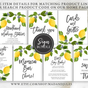 Lemon Baby Shower Sign Bundle, Grazie, Take a Treat, Late Night Pannolini, Carte e regali, Don't Say Baby, Digital Downloads, BA-176