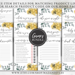 As Sweet as Can Bee Baby Shower Game Bundle Mommy Daddy, Word Scramble, Bingo, Baby Animal, Emoji, Instant Download, BA-189