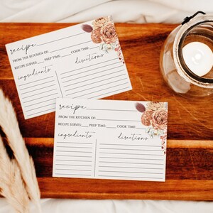 Boho Recipe Cards, Bridal Shower Recipe Card, Instant Digital Download, Printable, BR-192