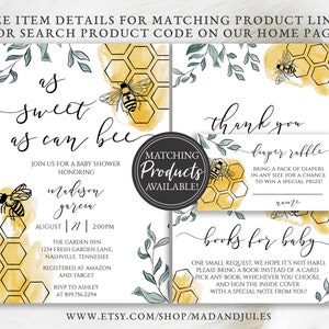 As Sweet as Can Bee Baby Shower Invitation, Bumble Bee Shower, Honey Comb, Printable Digital Download Editable Template DIY, BA-189 image 7