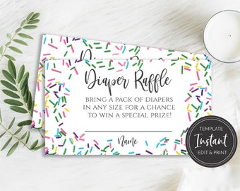 Baby Sprinkle Diaper Raffle Card Template Insert, Diaper Request Digital Instant Download DIY Printable, BA-87