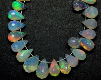 opal Teardrops Strand,Opal Drops Straight Drilled Strand,Making For Jewellry 11x6-7x4MM Geniune Ethiopian Opal Faceted Drops,Fire Opal