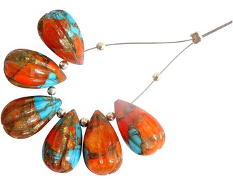 COP 85 Mohave Copper Turquoise Briolettes Copper Turquoise Fancy Briolettes Mohave Copper Turquoise Faceted Fancy Shape Beads