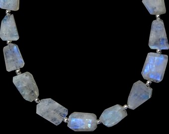 AAA AAA Grade Natural Gemstone Blue Flash Stone 15strand Natural Rainbow Moonstone Leaser Cut Faceted Nuggets Shape Beads 10-15mm