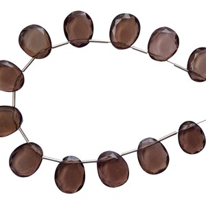 12 Pieces Smoky Quartz Faceted Irregular Shape Flat Slices, Smoky Quartz Fancy Shape Briolettes (PTS11)