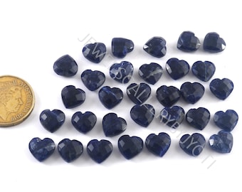 8 Pieces Nice Quality Sodalite Faceted Carved Hearts Briolettes, Sodalite Heart Shape Briolettes (11mm approx)