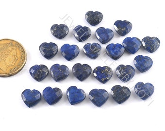 8 Pieces Nice Quality Lapis Faceted Carved Hearts Briolettes, Lapis Heart Shape Briolettes (11mm approx)