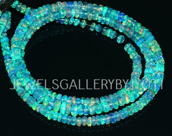 Pariaba Ethiopian Opal Smooth Rondelles, Paraiba Opal Smooth Rondelle Beads, Beads For Jewelery Making, Welo Opal Beads (3-4mm)