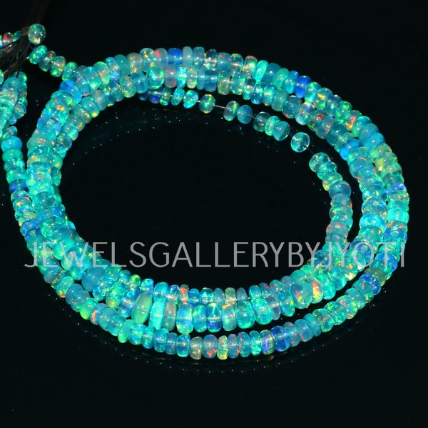 Pariaba Ethiopian Opal Smooth Rondelles, Paraiba Opal Smooth Rondelle Beads, Beads For Jewelery Making, Welo Opal Beads (3-4mm)