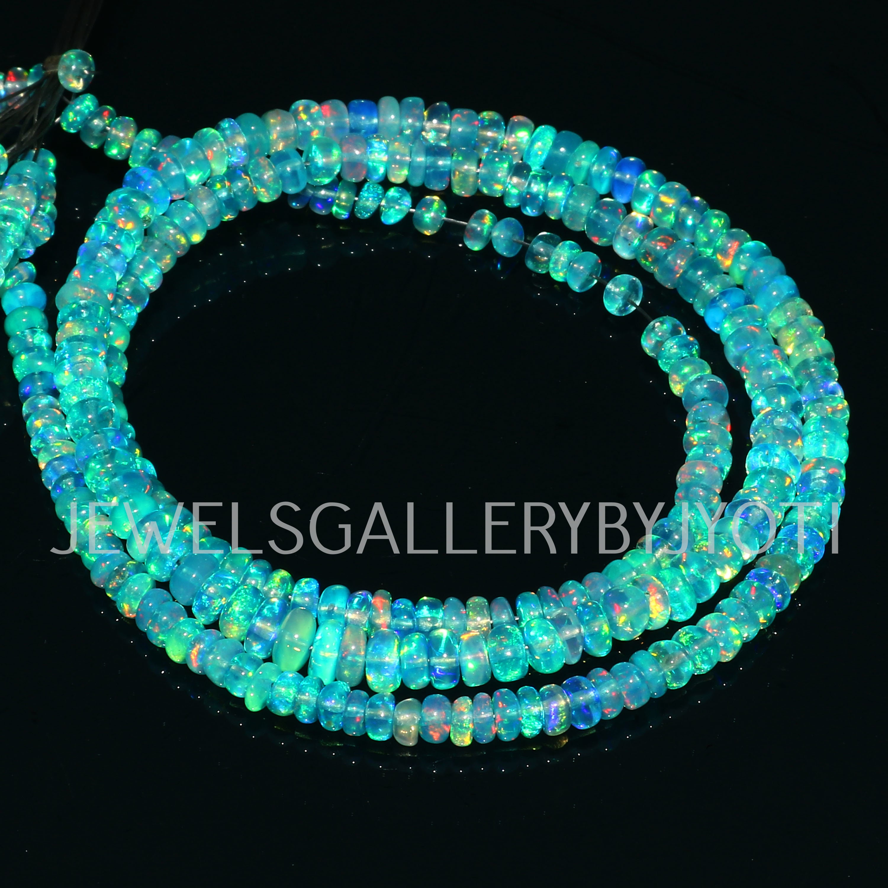 1 Long Strand Amazing Blue Oregon Opal Smooth Rondelle Shape Beads- Boulder  Opal gemstone Beads- 10mm-16 Inches BR02777