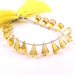 8 Pieces AAA Garde Lemon Quartz Faceted Fancy Shape Briolettes, Lemon Quartz Fancy Shape Briolettes (7*13-8*15 mm approx) (PTS173)