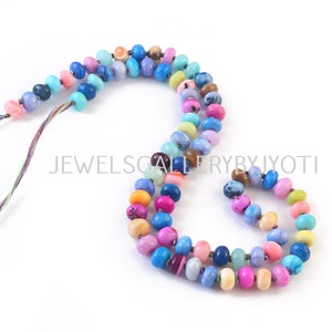 16&quot; Beautiful Multi Gemstones knotted Rondelles, Candy Opal Smooth Rainbow Beads,Multi Gemstone Rondelles,Colorful Beaded Gem Necklace(8mm)