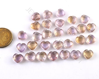 8 Pieces Nice Quality Ametrine Faceted Carved Hearts Briolettes, Ametrine Heart Shape Briolettes (11mm approx)