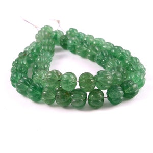 23 Pieces Green Strawberry Quartz Carved Melon Shape Rondelle Beads, Strawberry Quartz Pumpkin Beads ,Handcarved beads