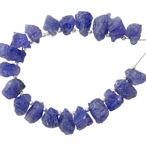 20 Pieces Fine Quality Natural Tanzanite Rough Nuggets, Raw Tanzanite Drilled Gemstone Beads (8*11-10*14 mm)