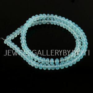 AAA Quality Aqua Blue Chalcedony Smooth Rondelles, Aqua Blue Chalcedony Smooth Rondelle Beads, Aqua Blue Chalcedony Beads (6.50mm)