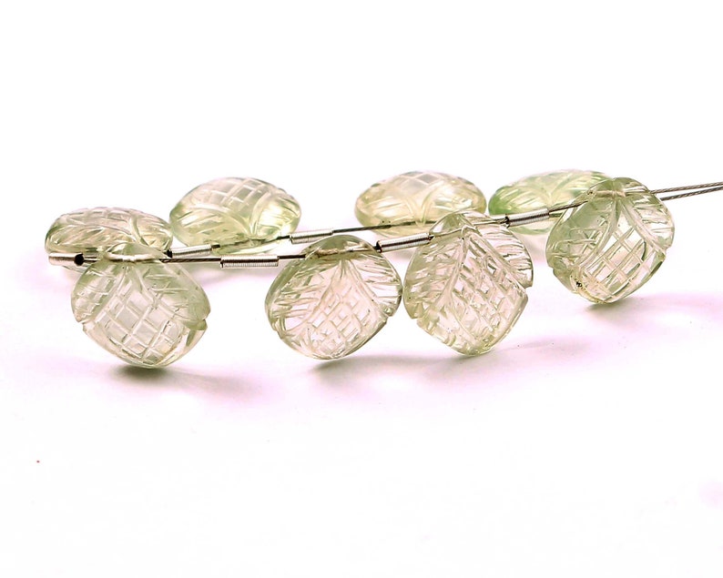 EVE435 Green Amethyst Fancy Cushion Briolettes 12mm Nice Quality Green Amethyst Fancy Carved Cushion Briolettes