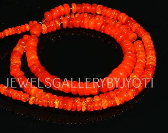 Oranje Ethiopische opaal gladde rondelles, oranje opaal gladde rondelle kralen, vuuropaal kralen, Welo opaal kralen (3-5 mm)