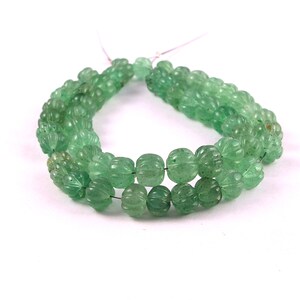 24/28 Pieces Green Strawberry Quartz Carved Melon Shape Rondelle Beads, Strawberry Quartz Pumpkin Beads ,Handcarved beads TPT47