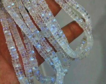 16 Inches AAA Grade Rainbow Moonstone Faceted Flat Wheels, Moonstone Faceted Heishi Beads, Moonstone Faceted Wheels, june birthstone(4-7mm )