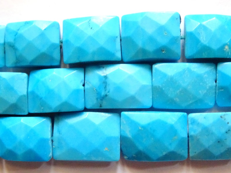 Indian Turquoise Faceted Rectangular Slabs Indian Turquoise Briolette Beads